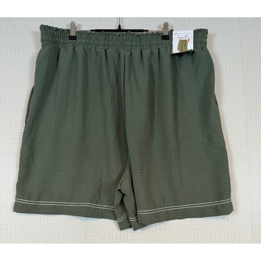 NWT Adrianna Papell Womens Airflow Pull On Shorts Green XXL High Rise Cruise - Picture 4 of 8